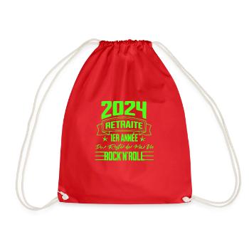 "2024 Rock 'n' Roll Retreat - First Year" - Drawstring Bag - red - Front