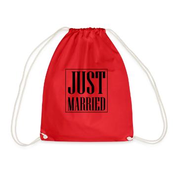 Just Married Hochzeit - Turnbeutel - Rot - Vorne