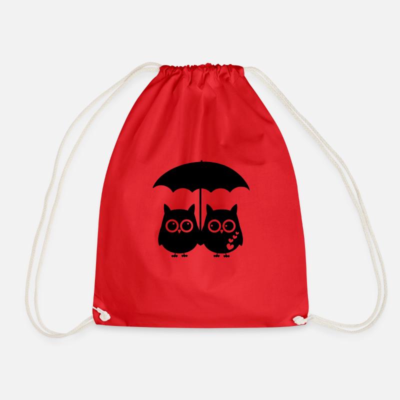 Owl love - Drawstring Bag - red