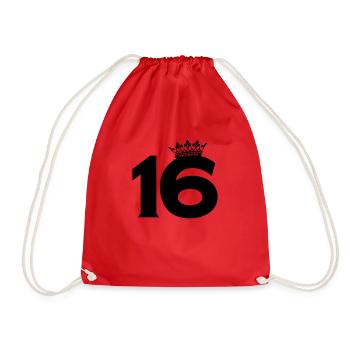 16 crown - Drawstring Bag - red - Front