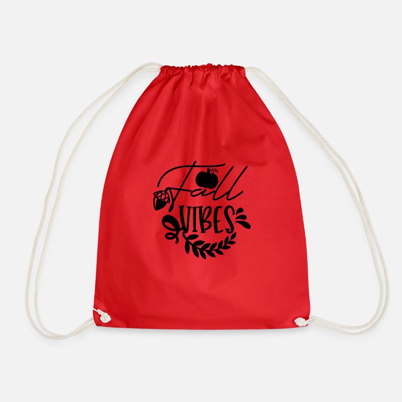 fall vibes - Drawstring Bag - red