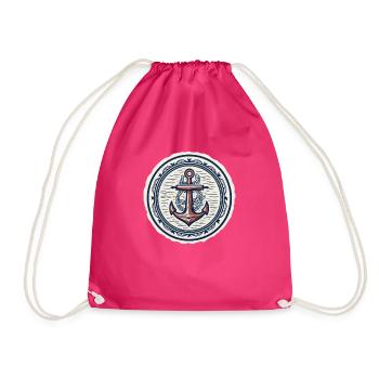 Anchor logo, nautical - Drawstring Bag - fuchsia - Front