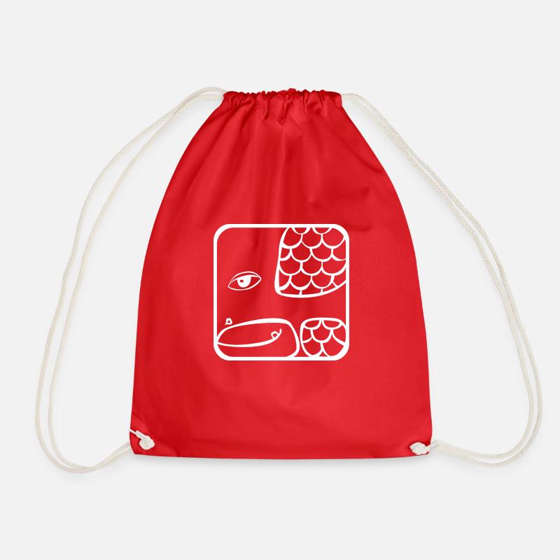 5 Kin Mayan Snake WHT - Drawstring Bag - red