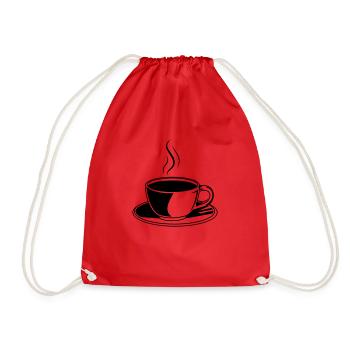 Coffee Cup Icon - Drawstring Bag - red - Front
