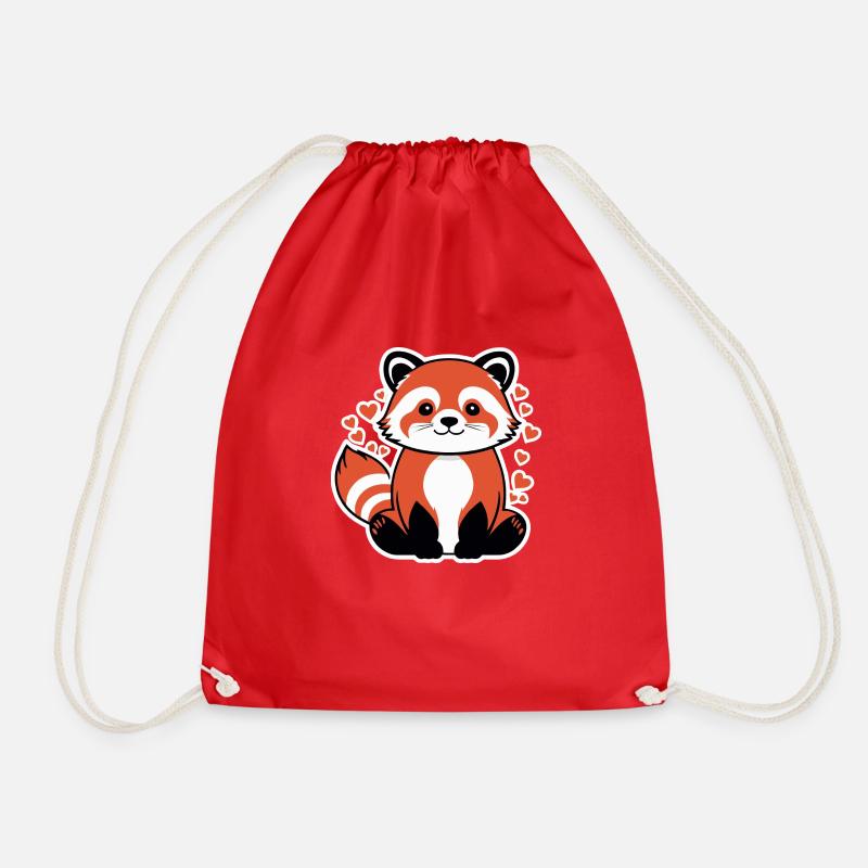 Heartfelt Red Panda - Drawstring Bag - red