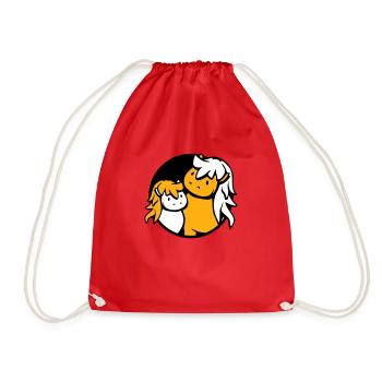 2 Cute Horses Child Family Mom Dad Mom Father - Drawstring Bag - red - Front