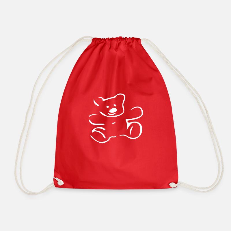 teddybear - Drawstring Bag - red