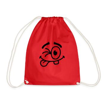 Cool Smiley Face - Drawstring Bag - red - Front