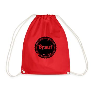Braut Badge 3 - Turnbeutel - Rot - Vorne