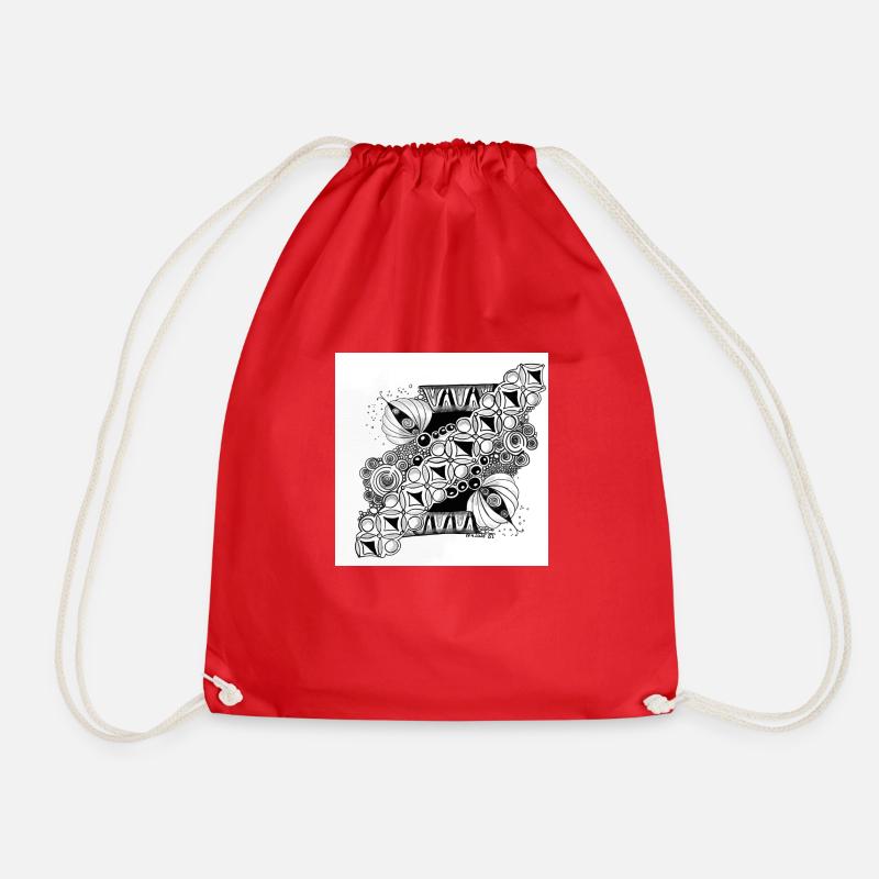 Zentangle good mood - Drawstring Bag - red