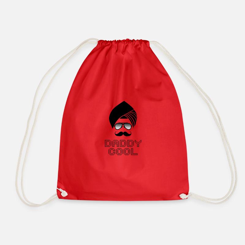Daddy Cool in Black - Drawstring Bag - red