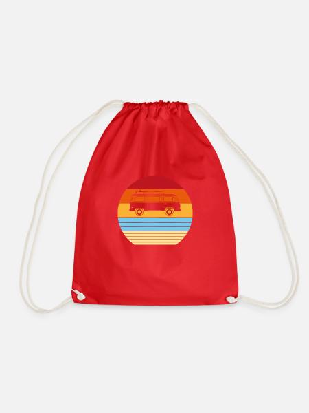 Gift Retro Vintage Old Car - Drawstring Bag - red