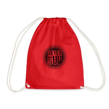 Never give up - Drawstring Bag - red - Front