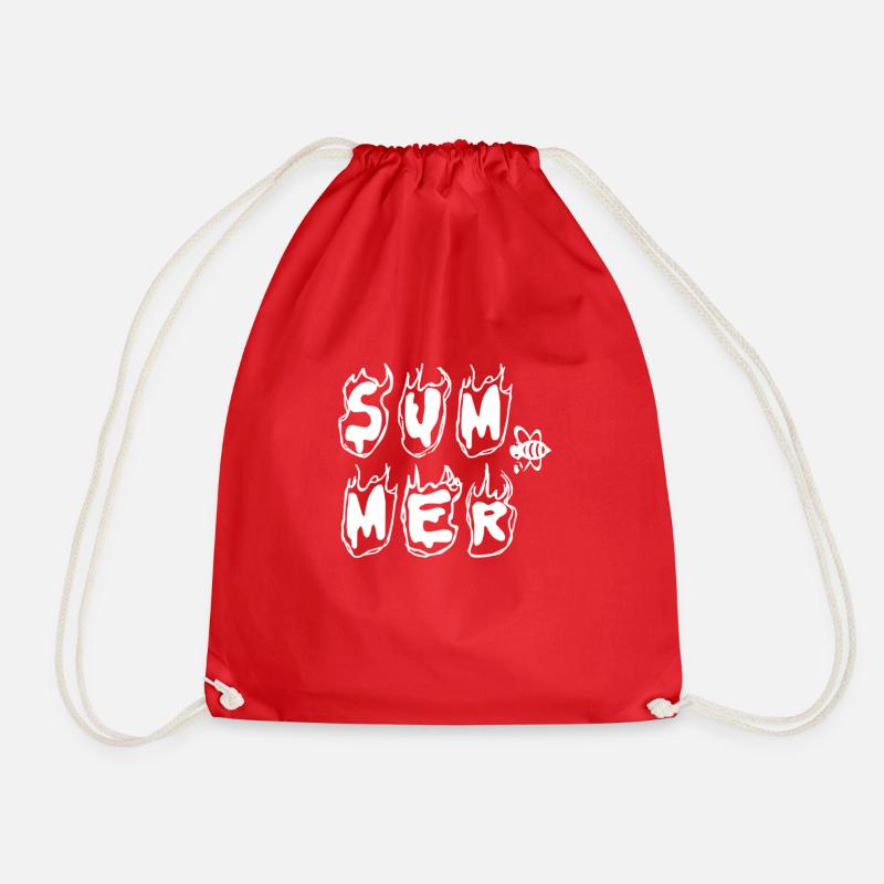 Simple text design - Drawstring Bag - red