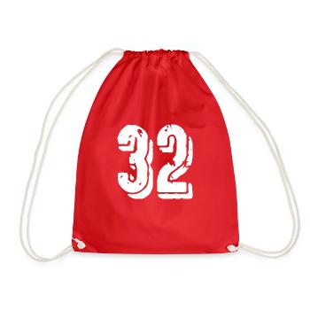 32 Zahl Trikot - Turnbeutel - Rot - Vorne