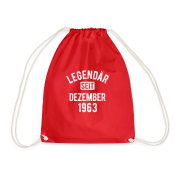 60. Geburtstag Geschenk 60 Jahre Legendär seit Dez - Turnbeutel - Rot - Vorne
