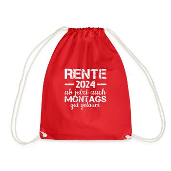 Ab Jetzt Auch Montags Gut Gelaunt Rente 2024 - Turnbeutel - Rot - Vorne