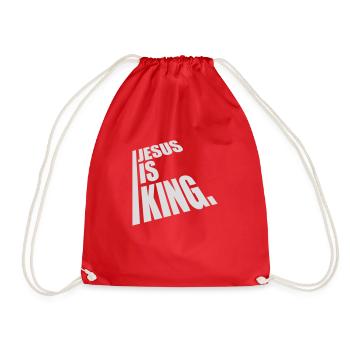 jesus is king quote - Drawstring Bag - red - Front