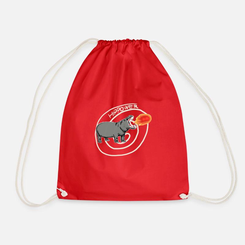 hippo power - Drawstring Bag - red