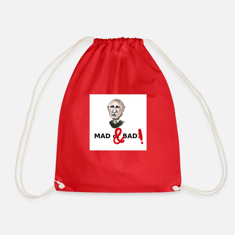 Putin, Mad and Bad - Drawstring Bag - red