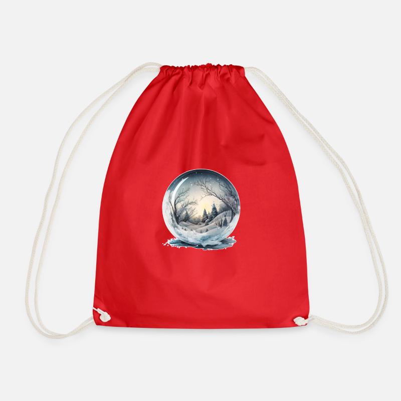 Winter inside a crystal orb II - Drawstring Bag - red