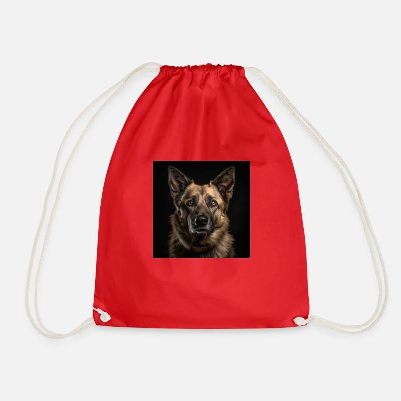 Portrait German Shepherd Rexi-Cop - Drawstring Bag - red
