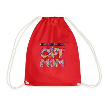 kinda cat mom 1png - Drawstring Bag - red - Front