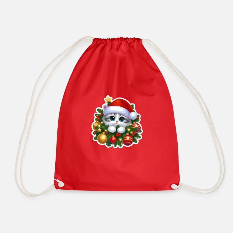 Festlicher Weihnachtsrahmen & Ornamente Design - Turnbeutel - Rot