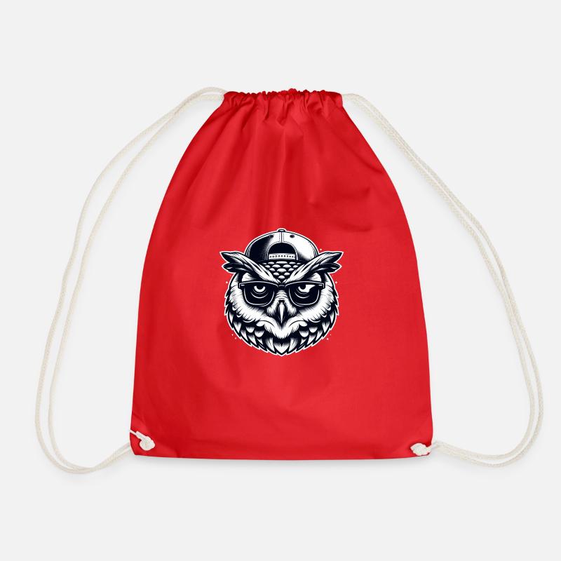 Owl - Drawstring Bag - red