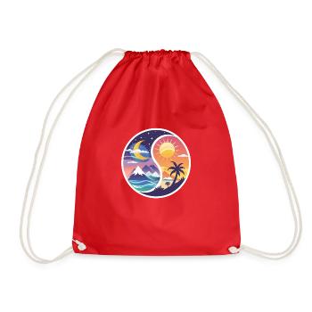 Ying Yang - montagnes - plage - Sac de sport léger - rouge - Devant