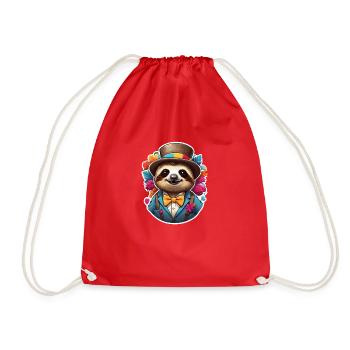 Funny Sloth Comic - Drawstring Bag - red - Front