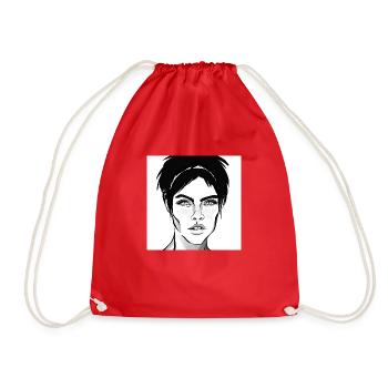 Woman's face with beautiful eyes b/w - Drawstring Bag - red - Front