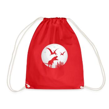 T-Rex Dinosaur Full Moon Moon Dino - Drawstring Bag - red - Front