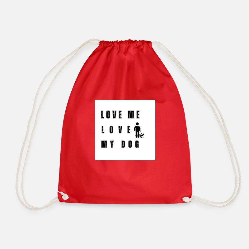 Love my dog - Drawstring Bag - red