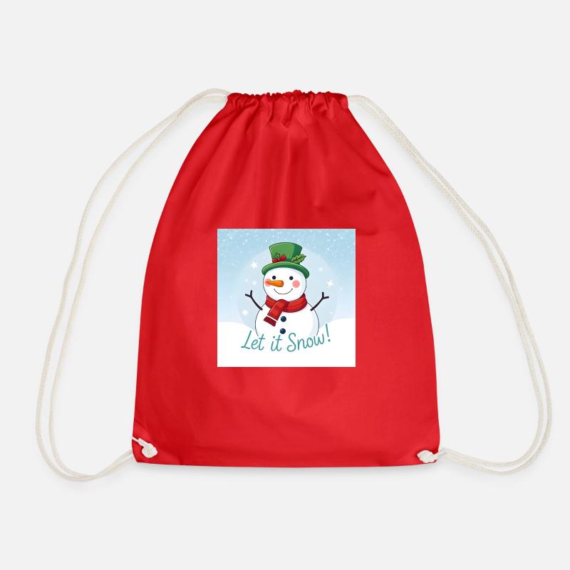 Let it Snow - Drawstring Bag - red