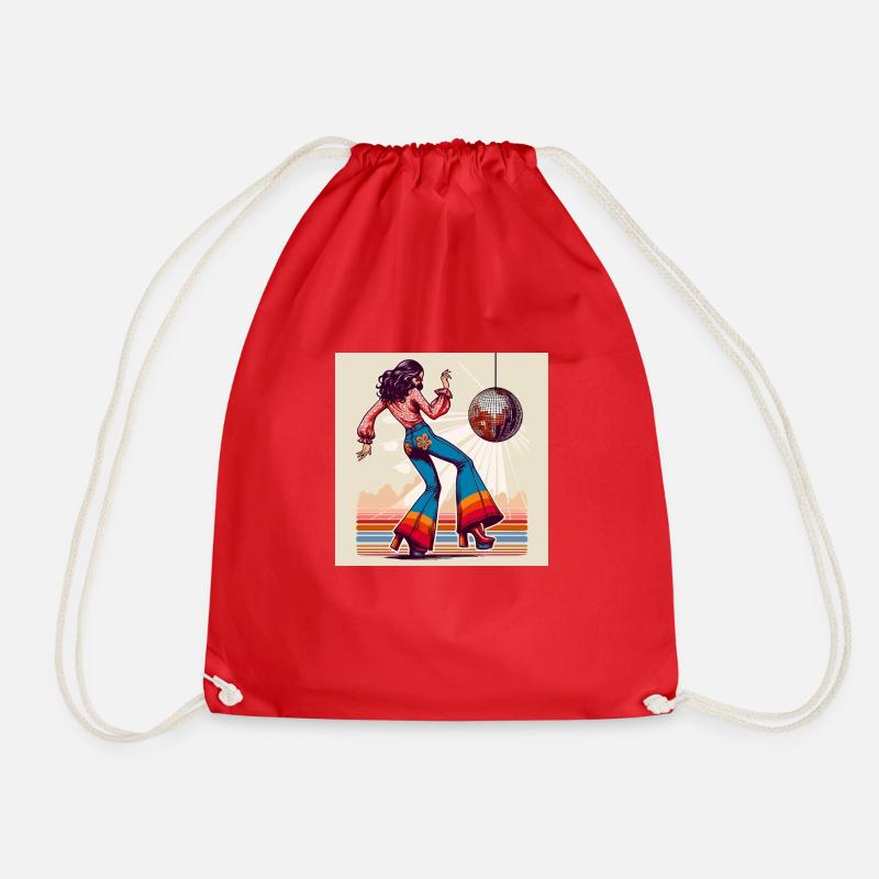 Retro Disco - Drawstring Bag - red