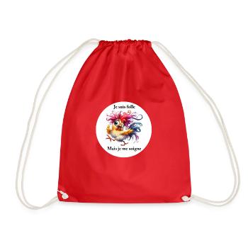 Lustiges Huhn-Design mit einer humorvollen Botschaft - Turnbeutel - Rot - Vorne