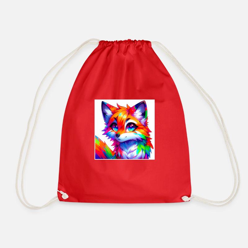 Colorful Fox - Drawstring Bag - red