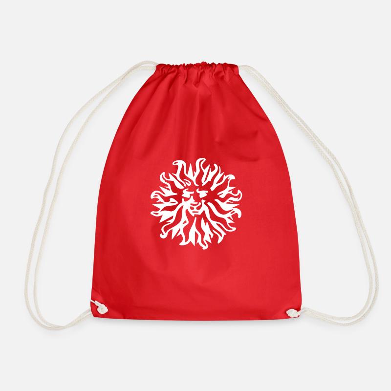 Lion White - Drawstring Bag - red