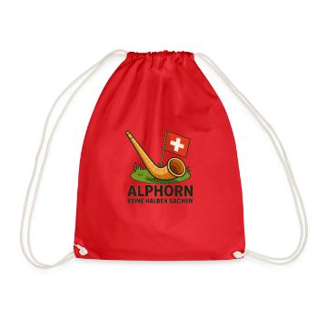 Alphorn keine halben Sachen - Turnbeutel - Rot - Vorne