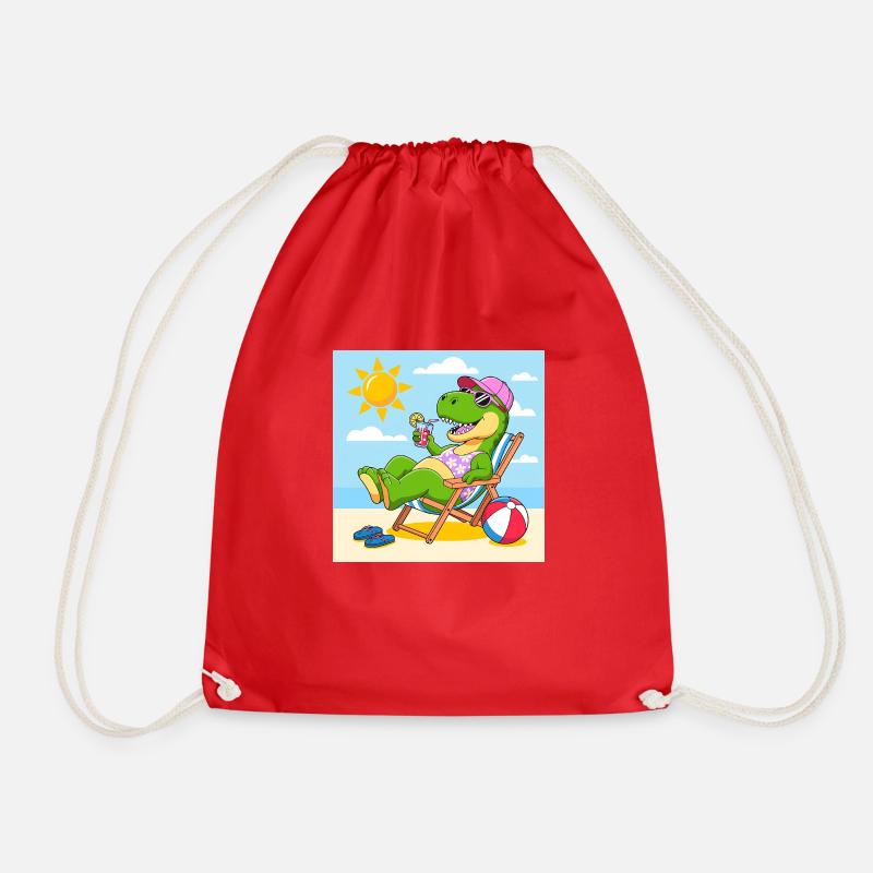 Rex on the beach - Drawstring Bag - red