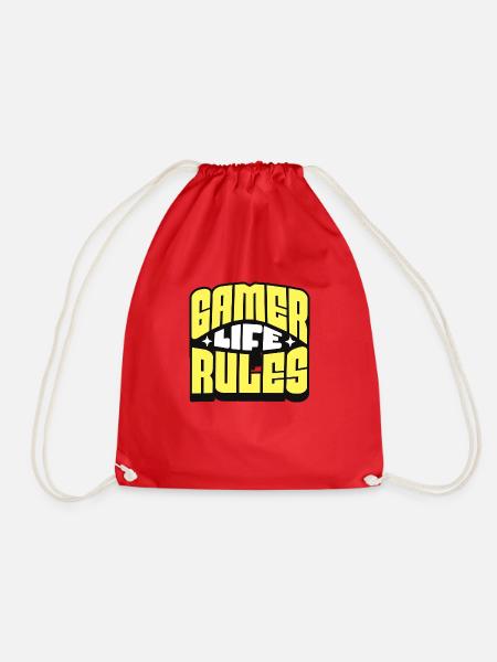 Gamer Life – Rules of a Real Gamer - Drawstring Bag - red