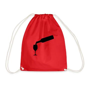 wine bottle - Drawstring Bag - red - Front