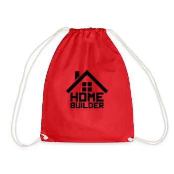 home builder eigenheim haus bauen gebaeude logo de - Turnbeutel - Rot - Vorne
