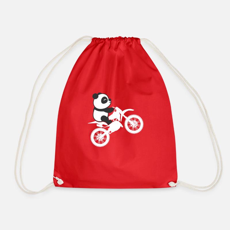 Panda Riding Motocross - Turnbeutel - Rot