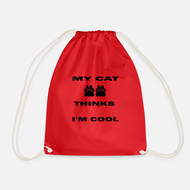 MY CAT THINKS I'M COOL - Drawstring Bag - red