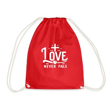 Love Never Fails - Drawstring Bag - red - Front