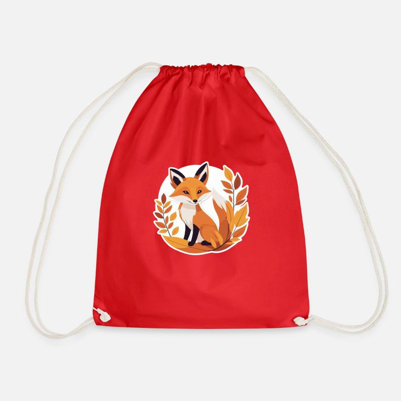 Fox in Autumn #6 - Drawstring Bag - red
