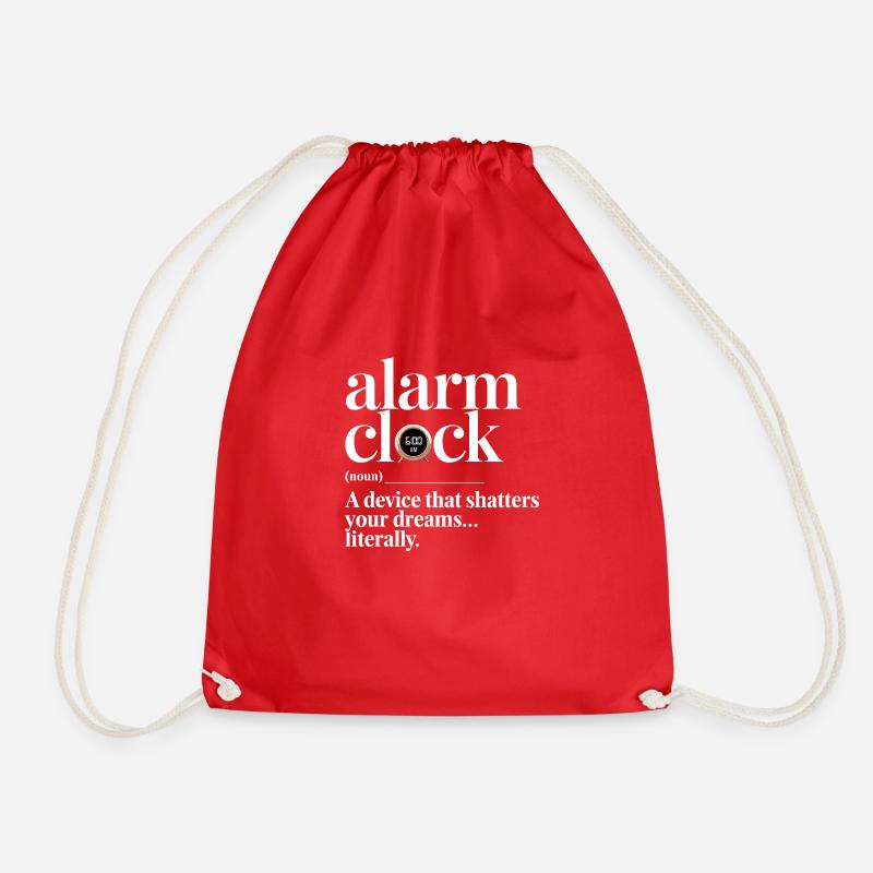 Humorous design "Alarm Clock Definition" - Drawstring Bag - red