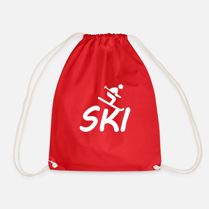 Ski Skiing Après-Ski - Drawstring Bag - red